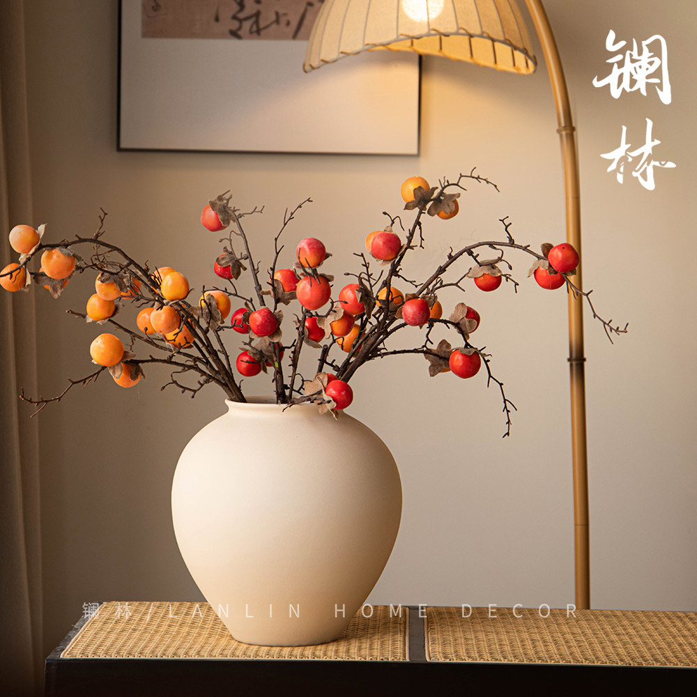 新现代素色瓶侘寂风复古插干器客厅民宿陶罐原沛