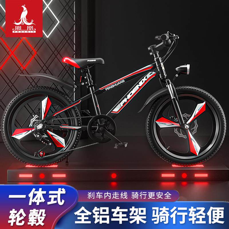 凤凰儿童自行车6-12岁男女孩小学生车18-22寸铝合金变速山地童车
