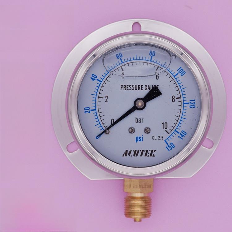 Acutek滑翔机后侧防震船用防震压力表Yn75T 10Bar 1Mpa G3/8