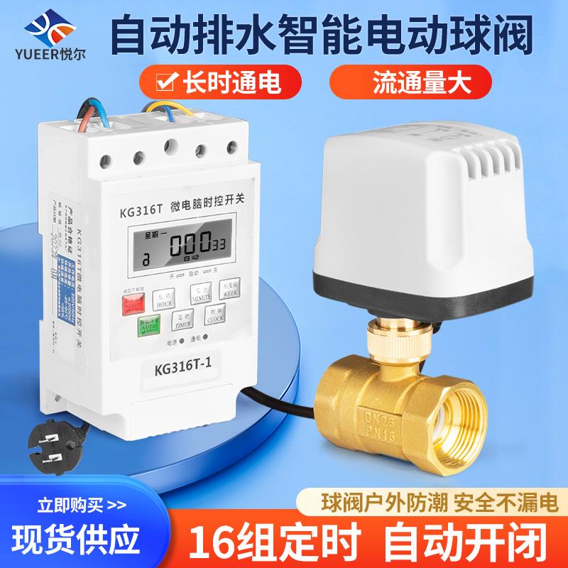 防潮定时电动球阀220V智能循环自动浇水二线一控常闭丝扣水阀阀门