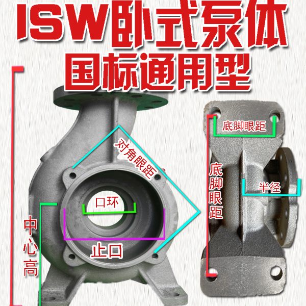 ISW/IRW卧式管道离心泵泵头泵体泵壳底座连接盖支架水泵配件通用