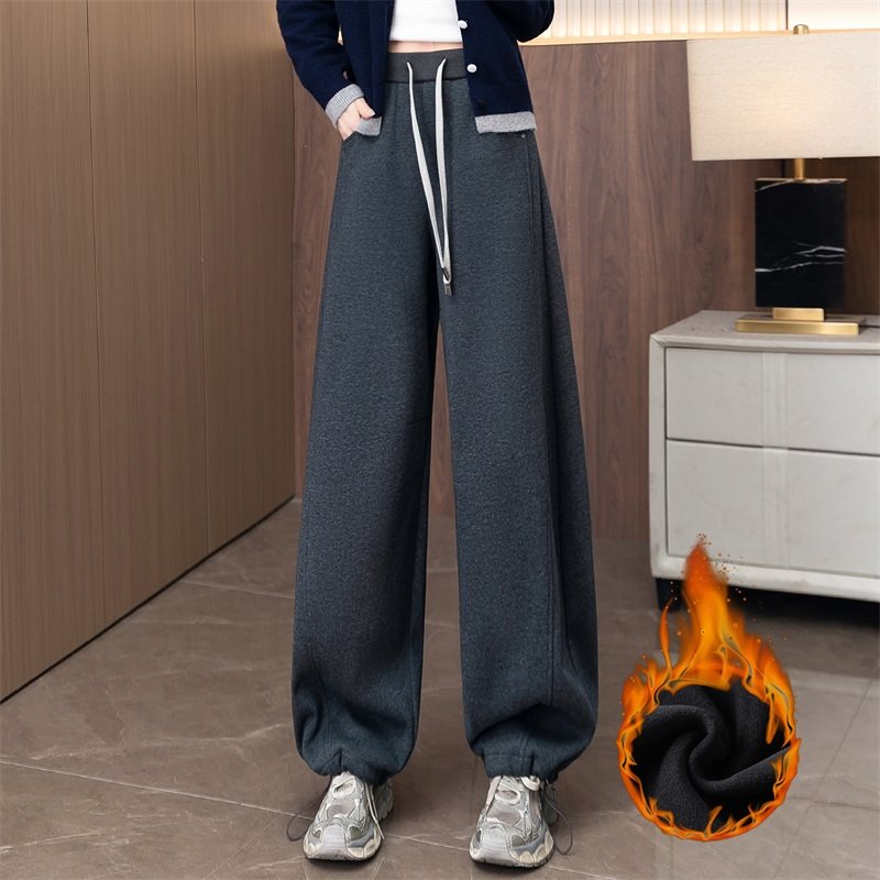 加绒弯刀阔腿裤女秋冬2025新款高腰慵懒松弛感休闲运动宽松束脚裤,女装/女士精品,休闲裤,淘宝优惠券,粉丝福利购,淘宝优惠卷