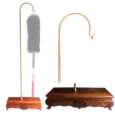 天津特产赵氏贡掸礼品掸子红木铜杆架 除尘掸挂钩 含鸡毛掸子