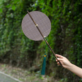 紫竹麈尾腰扇古风汉服团扇国风长流苏卷折扇古典便携挂腰扇子