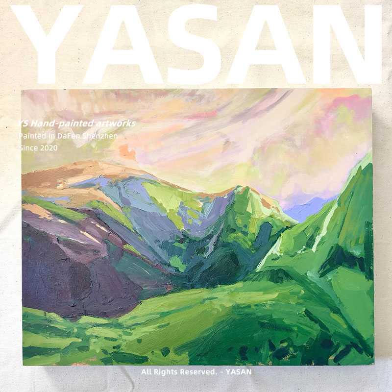 创意纯手绘风景油画现代客厅大幅挂画手工绿植肌理饰画