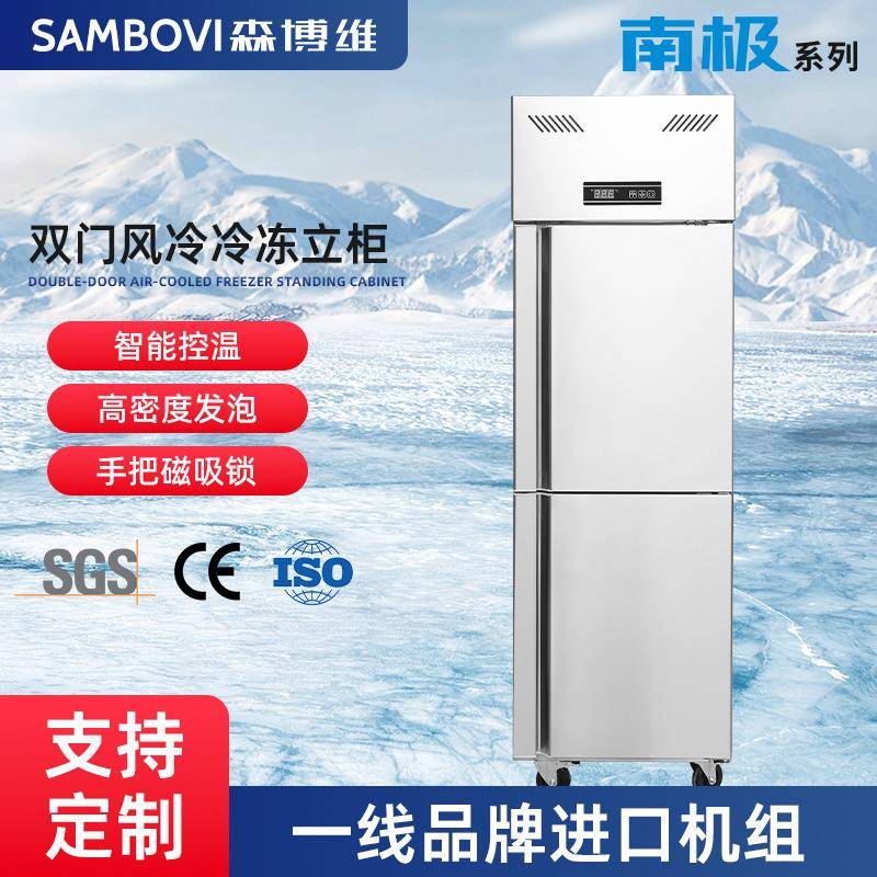 双门风冷冷冻立柜不锈钢商用冰柜食品烘焙冷冻柜餐饮酒店食堂冰箱