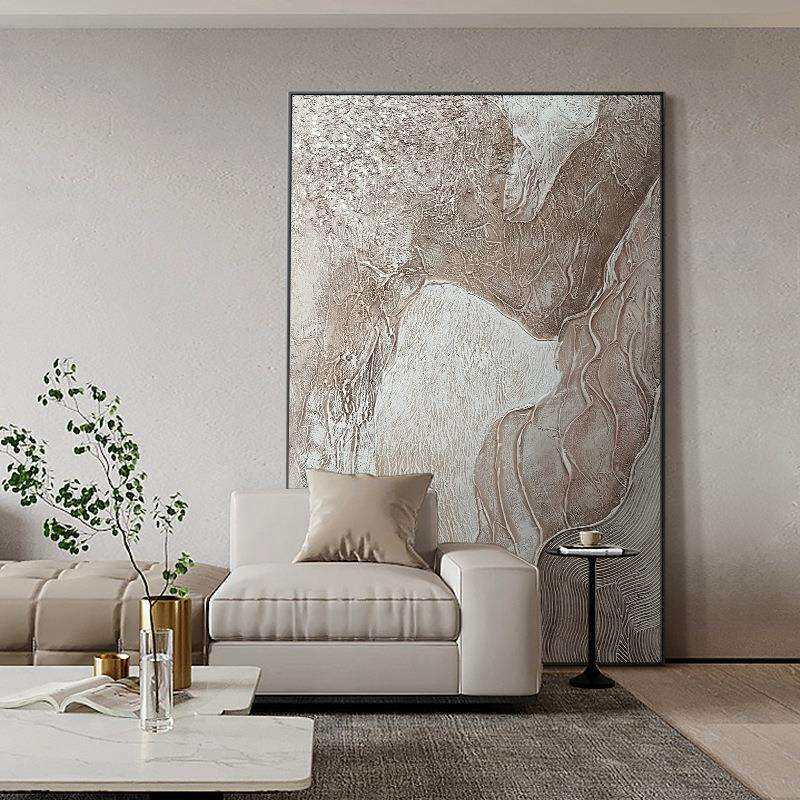 手绘油画北欧抽象装饰画轻奢肌理画玄关挂画酒店别墅壁画高级灰