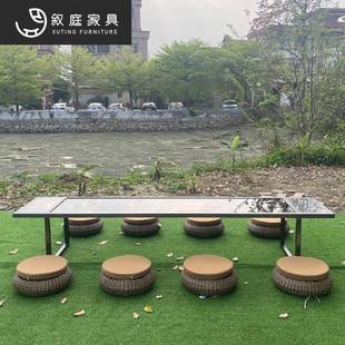 户外庭院藤简滕桌椅组合22 室闲内外别墅露台小茶几阳台约休