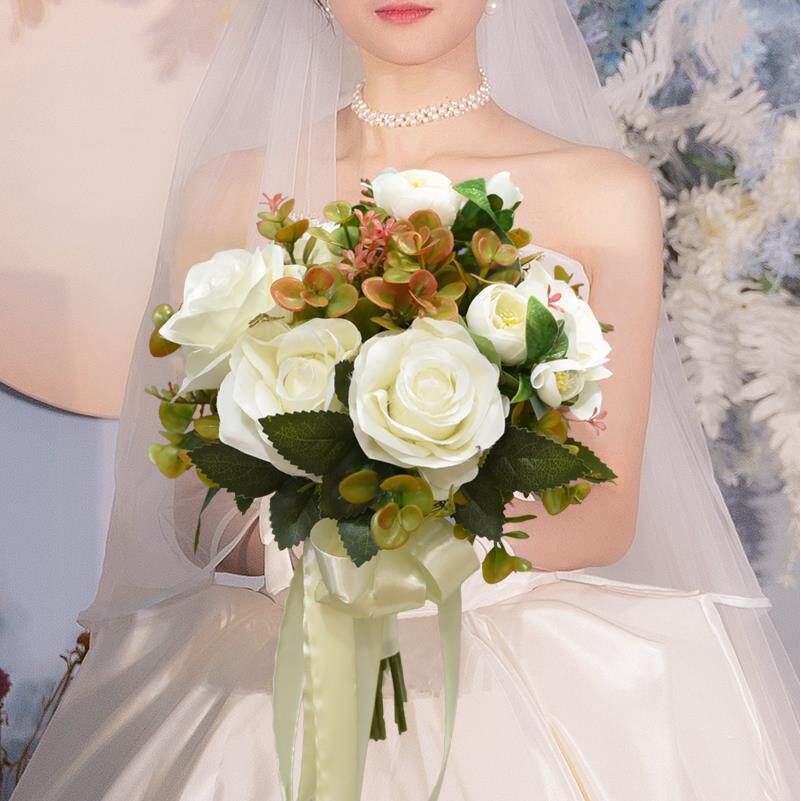韩式新娘手捧花束花摆件 结婚领证把花婚房假花装饰拍摄道具