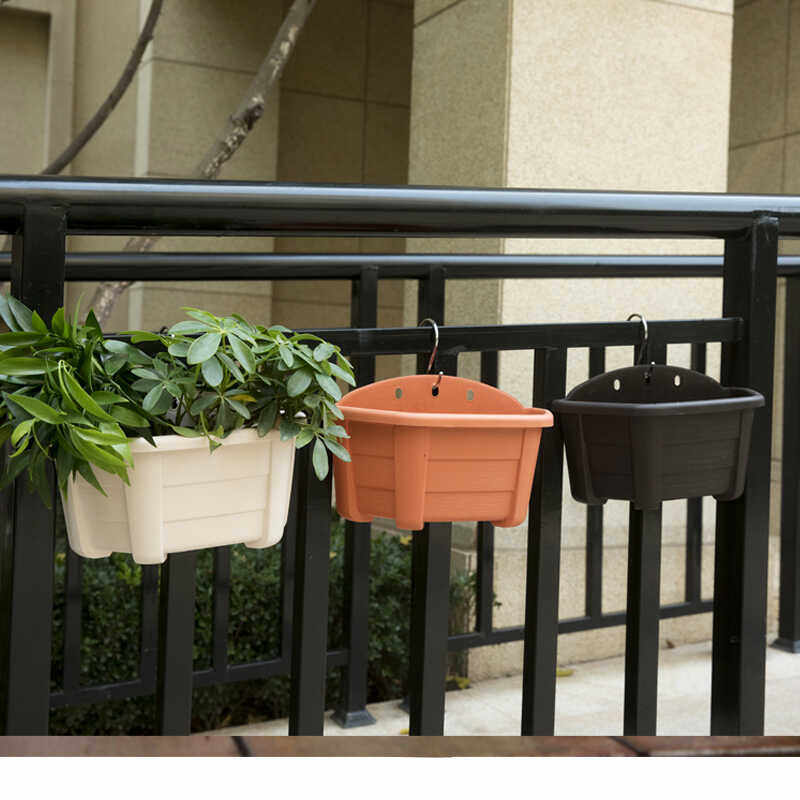 花博士阳台壁挂花盆家庭半圆形塑料仿木悬挂花盆蓄水盆栽绿萝花盆