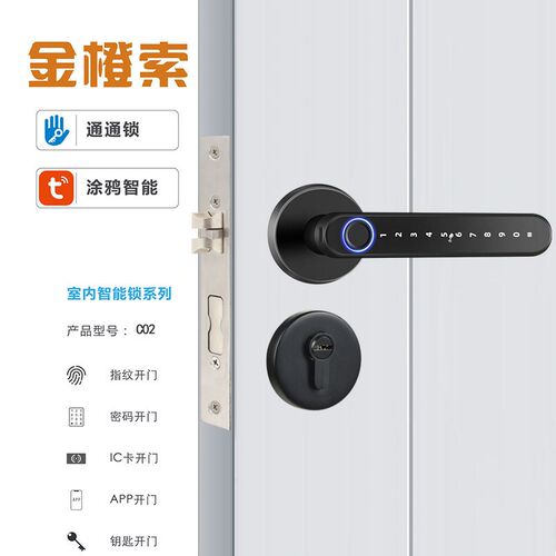 通通锁涂鸦智能家用电子指纹密码刷卡锁室内房门木门办公出租球形 - 封面