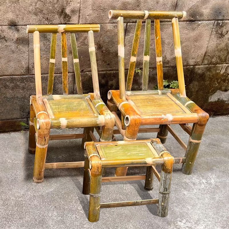 乡村老式竹椅竹小竹凳凳小道具手工儿童竹椅椅