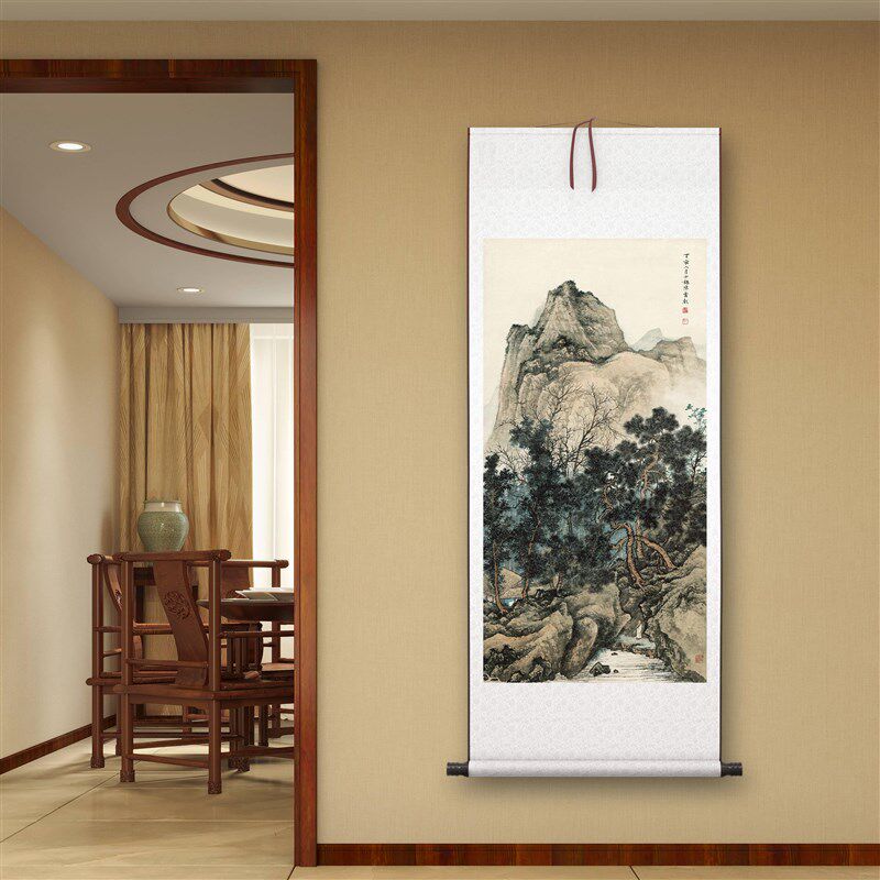 陈少梅山水图客厅中堂水墨山水挂画玄关茶室装饰画