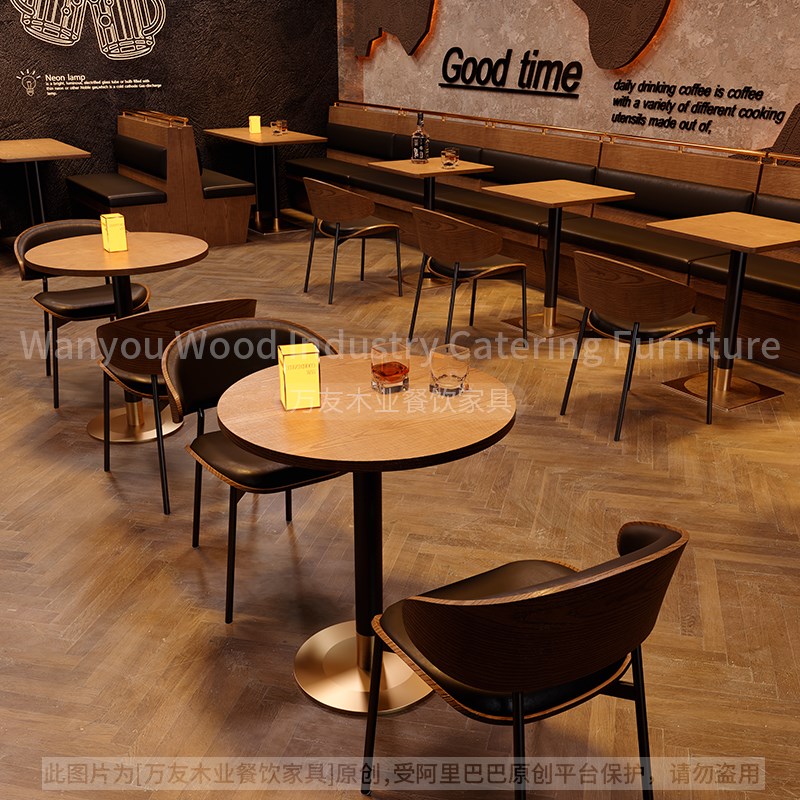 复古靠墙卡座沙发酒吧吧题西音乐餐吧实木餐桌椅商用