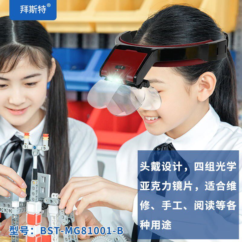 头戴式放大镜带灯老学生阅读电脑字体刺绣手钟表