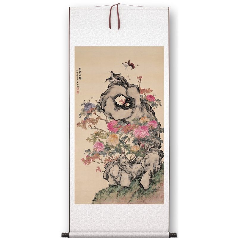 居廉富贵白头图客厅挂画玄关茶室书房装饰画鸟国画
