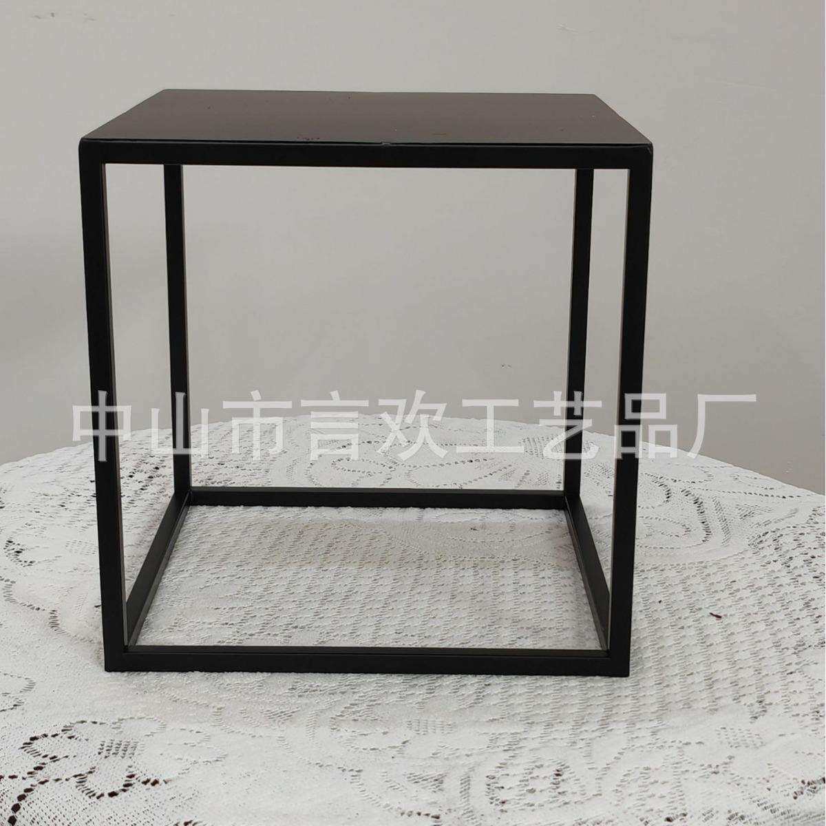 婚庆道具黑色几何方框路引铁艺立体摆件婚礼装饰迎宾区布置新款花