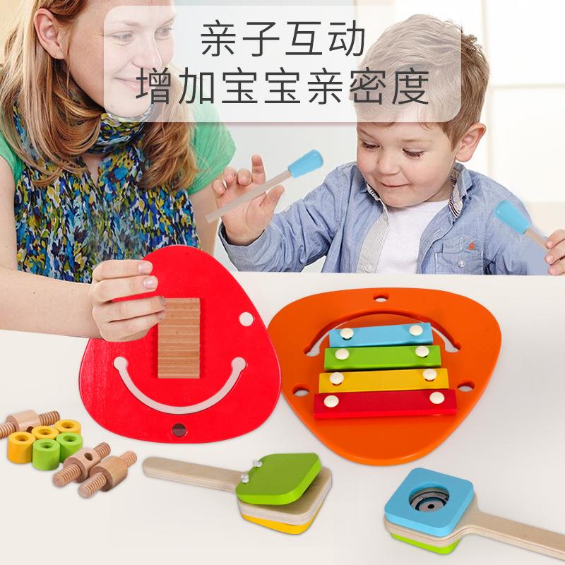 巴比伯早教手敲琴木质敲琴男女孩敲打木琴木质敲击乐器玩具组合