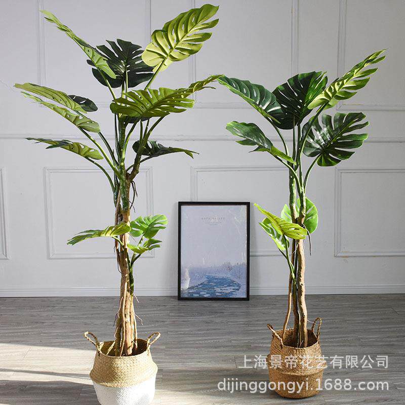 北欧仿真家居植物龟背叶厂家直销落地简约人造植物盆景盆栽