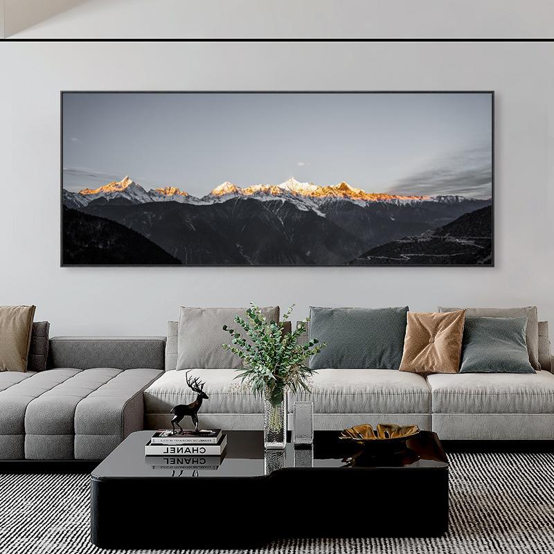 雪山风景背靠日照金山客厅装饰画超大幅风景画公寓房酒店宾馆挂画