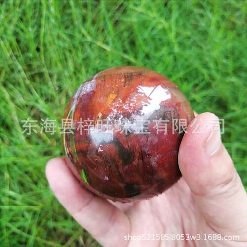 厂家天然水晶球木化石球 原石打磨球摆件家居摆件