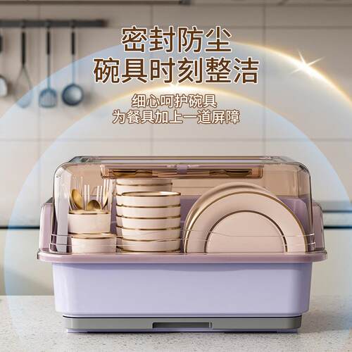 碗筷收纳盒碗柜带盖装餐具碗盘箱放碗家用置物厨房碗架沥水碗碟架