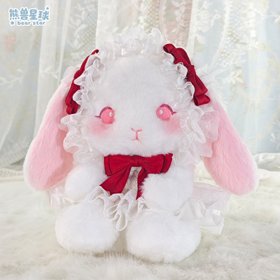 熊兽星球 莓莓兔玩偶包 红色手作玩偶包Lolita斜跨双肩手提蝴蝶结