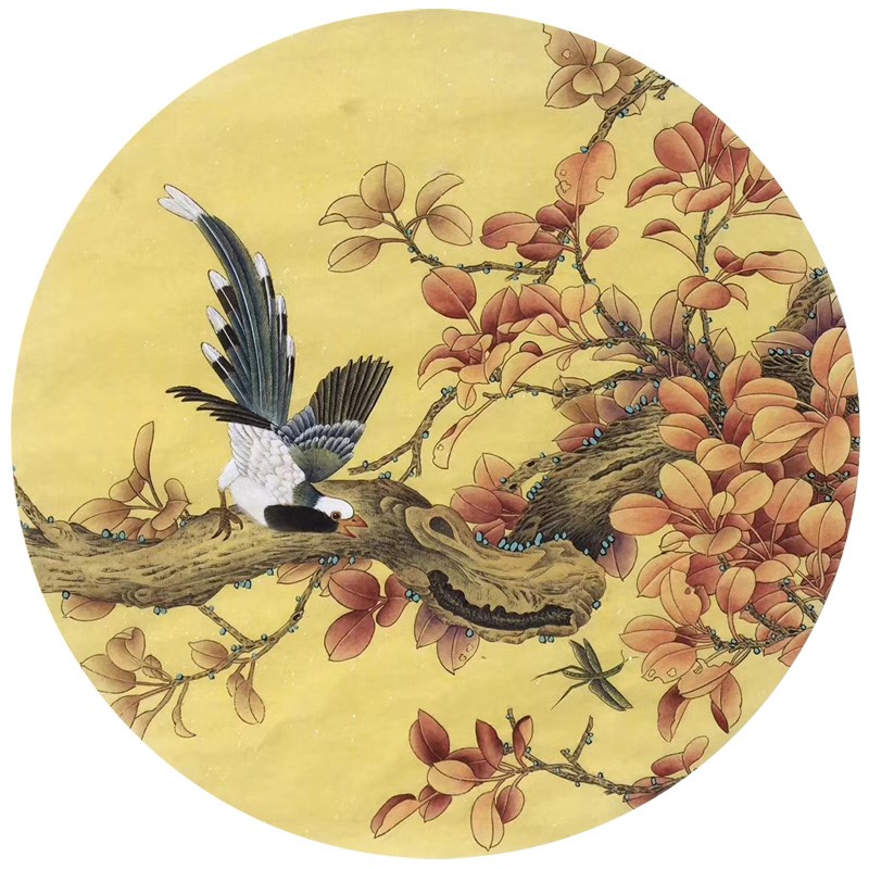 临摹周中耀工笔画底稿白描画稿鸟国画熟宣纯手绘稿直接上色