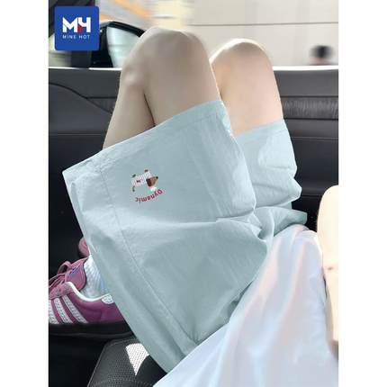 唐狮集团冰丝短裤女2025新款夏宽松大码休闲运动裤薄款外穿五分裤