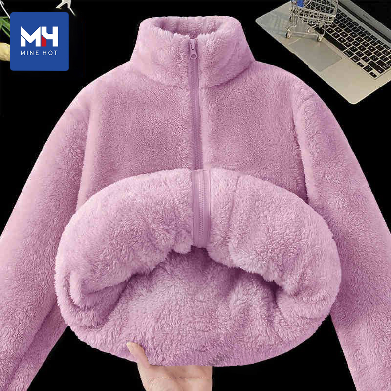 唐狮集团MH紫色羊羔绒外套女秋冬