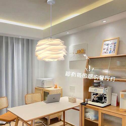 现代简约网红白色单双头创意个性艺术月季吧台商用餐厅小吊灯C3