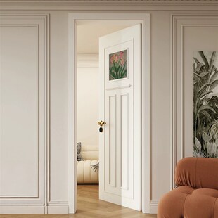 卧室门玻璃轻法式复古实木门定制实木房间平门阳台门推拉门