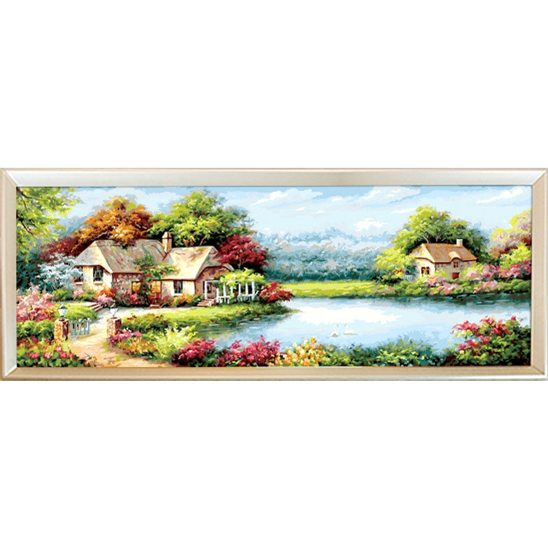 数字油画填色画山水风景油彩画 手绘填充客厅装饰画