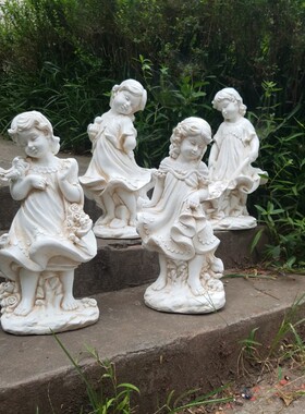 欧式物工艺品家居饰品客厅电视柜橱软装乡村小女孩与动物