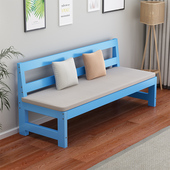 做旧实木长椅阳台休闲靠背椅小吃店餐椅三椅沙发松木椅