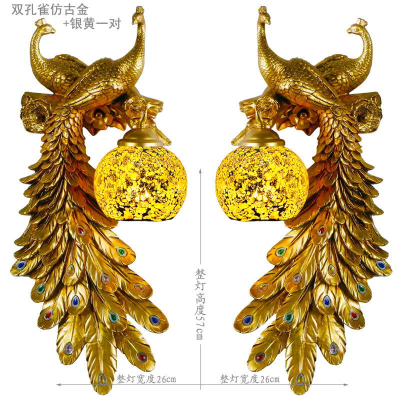 雀壁灯法式田园卧室床头灯欧式酒店酒吧灯东南亚客厅背景墙壁灯