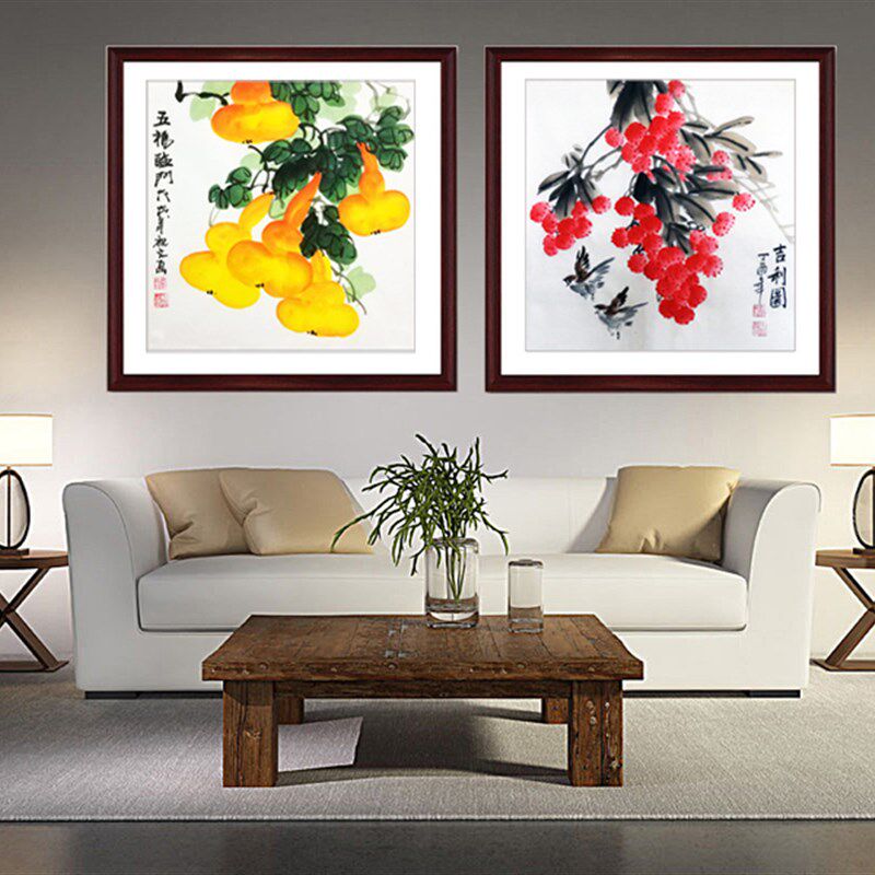 国画鸟画纯手绘真迹小品斗方水墨画客厅办公室装饰装裱带框