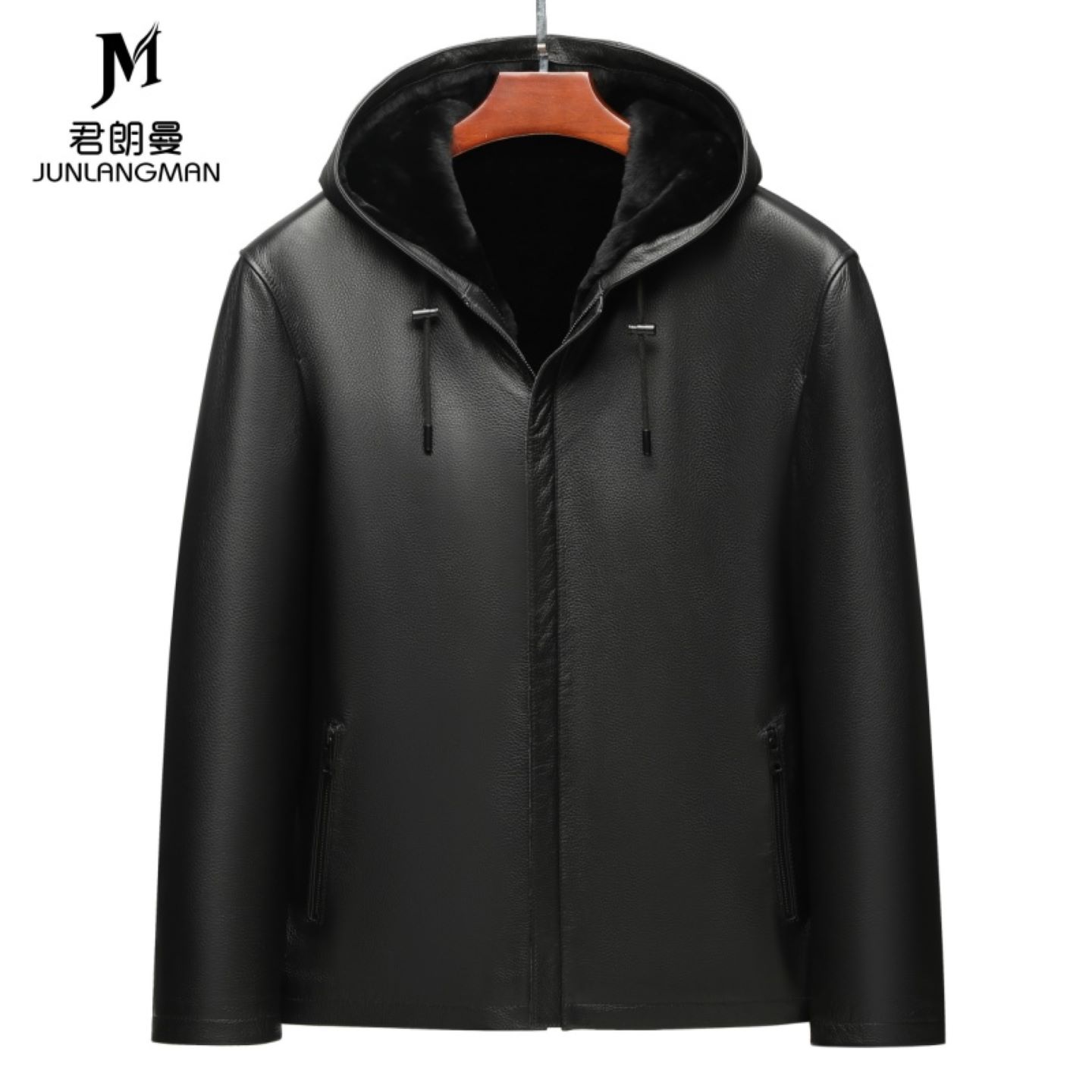 男士头层牛皮羊皮毛内胆真皮外套