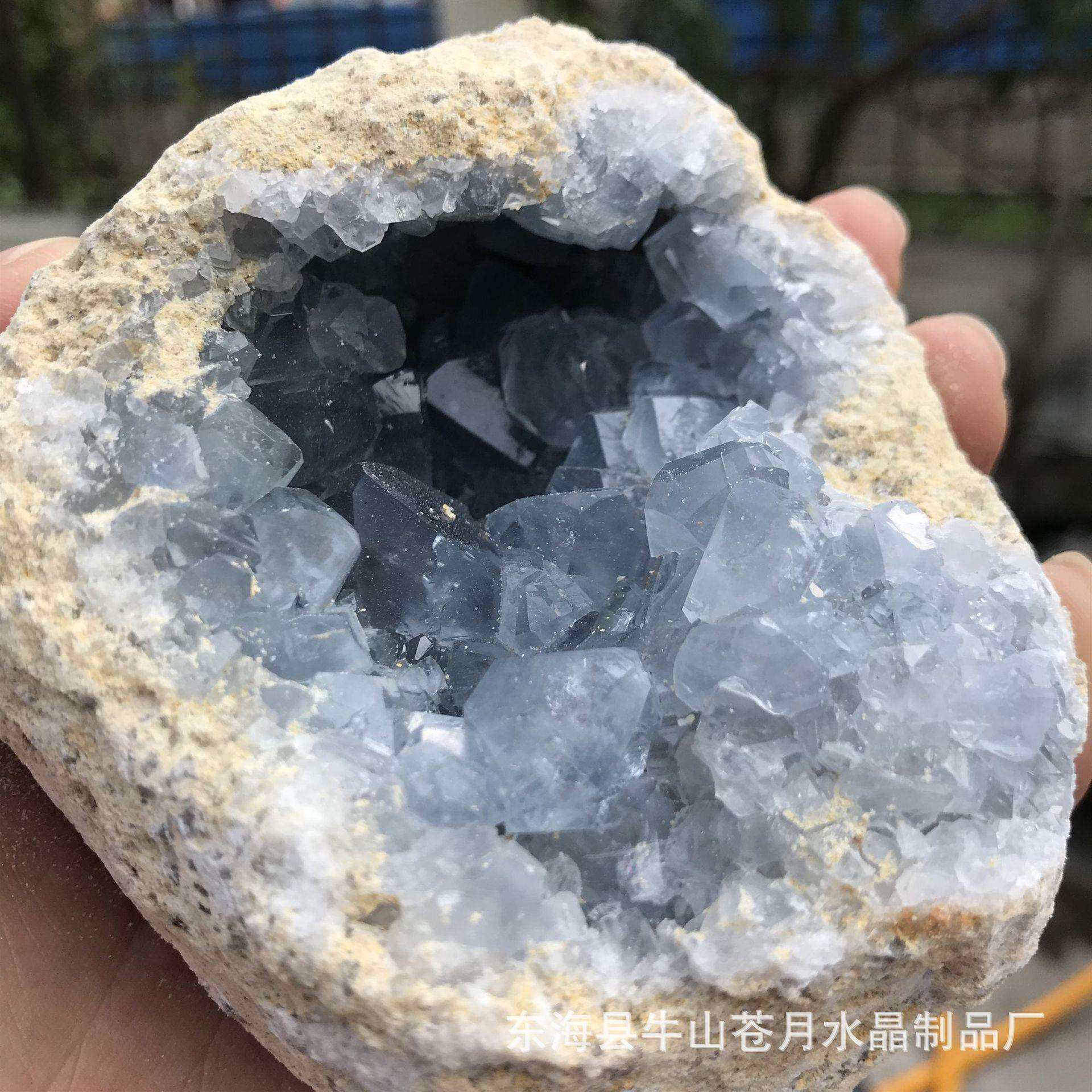 天然蓝晶洞天青石原石 蓝水晶矿标 摆件装饰大颗粒(公斤价)
