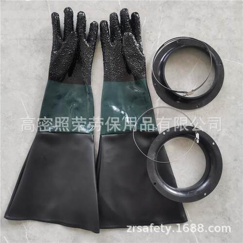 生产销售喷砂机专用手套60cm配手套圈喉箍耐磨吸汗有内衬配套热销