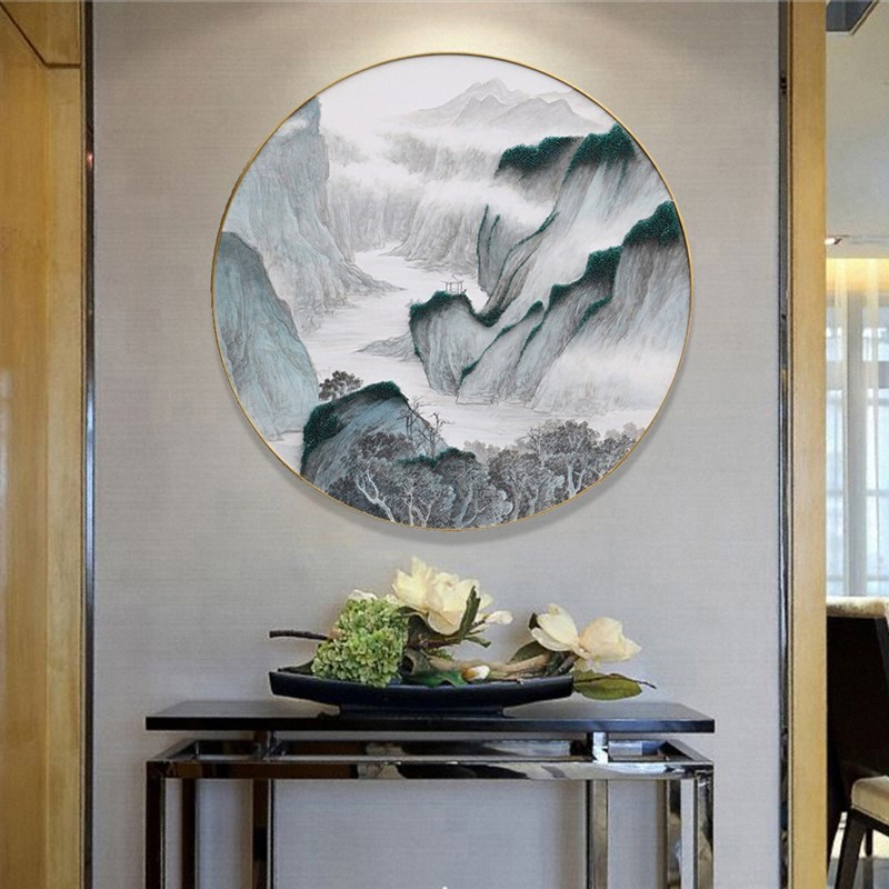 金属外框中式山水钉子实物画玄关画客厅创意手工装饰立体画