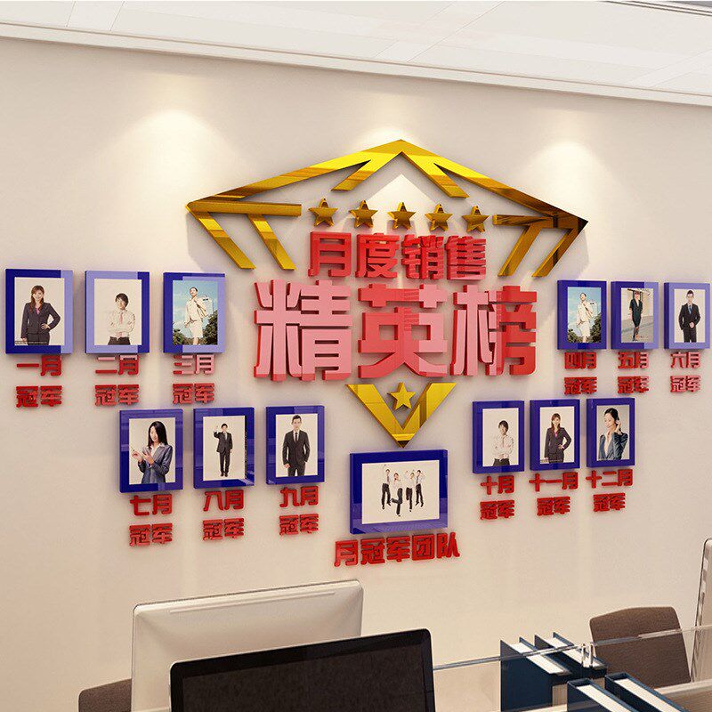 BTV4办公室司装饰企业文化照片墙销售业绩荣誉榜房产中介员工风采