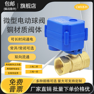 25铜常开DC24VAC220V二通水阀 微型电动球阀水控阀DN8