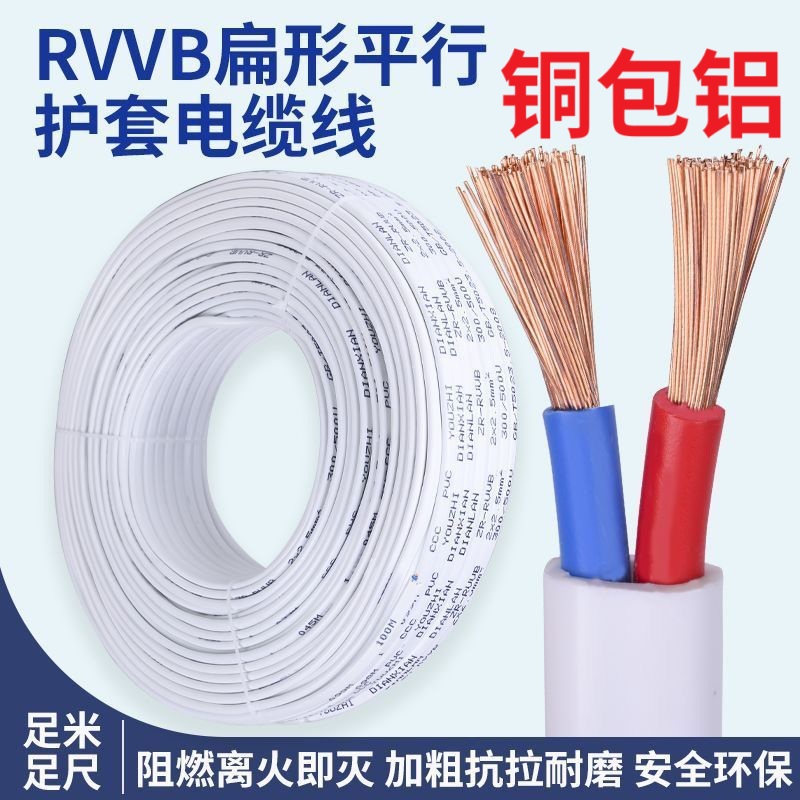 纯无氧铜包铝RVVB白护套平行线