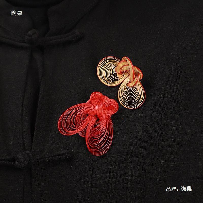 汉服舞蹈道具编织装饰竹编胸针发簪特色手工编织匠人饰品