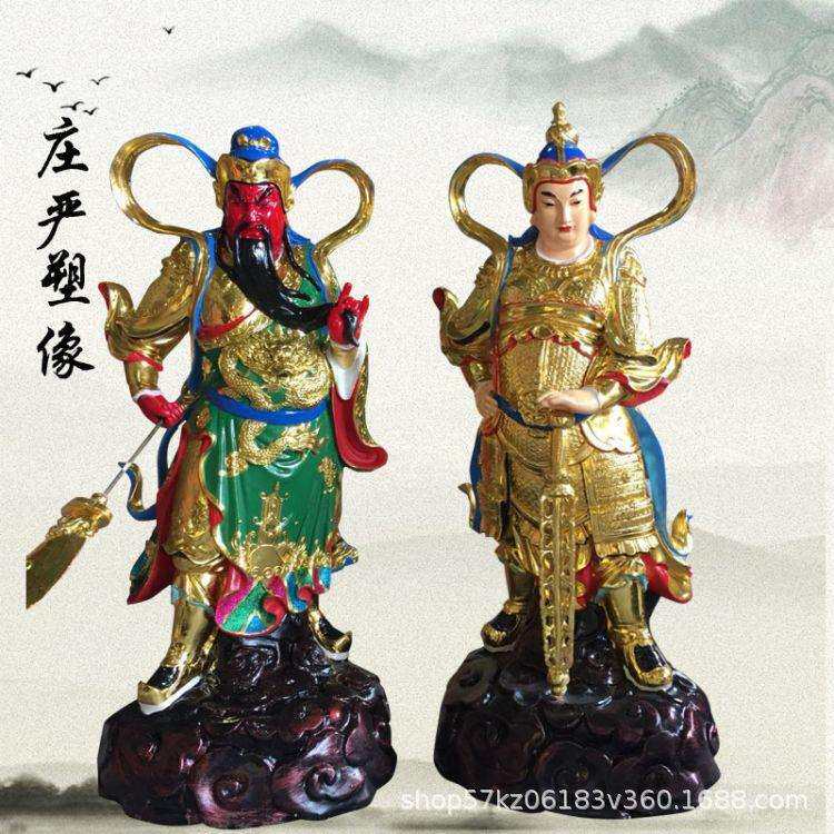 武财神关帝菩萨神像 关公像雕刻 极彩关羽雕像 关云长塑像摆件