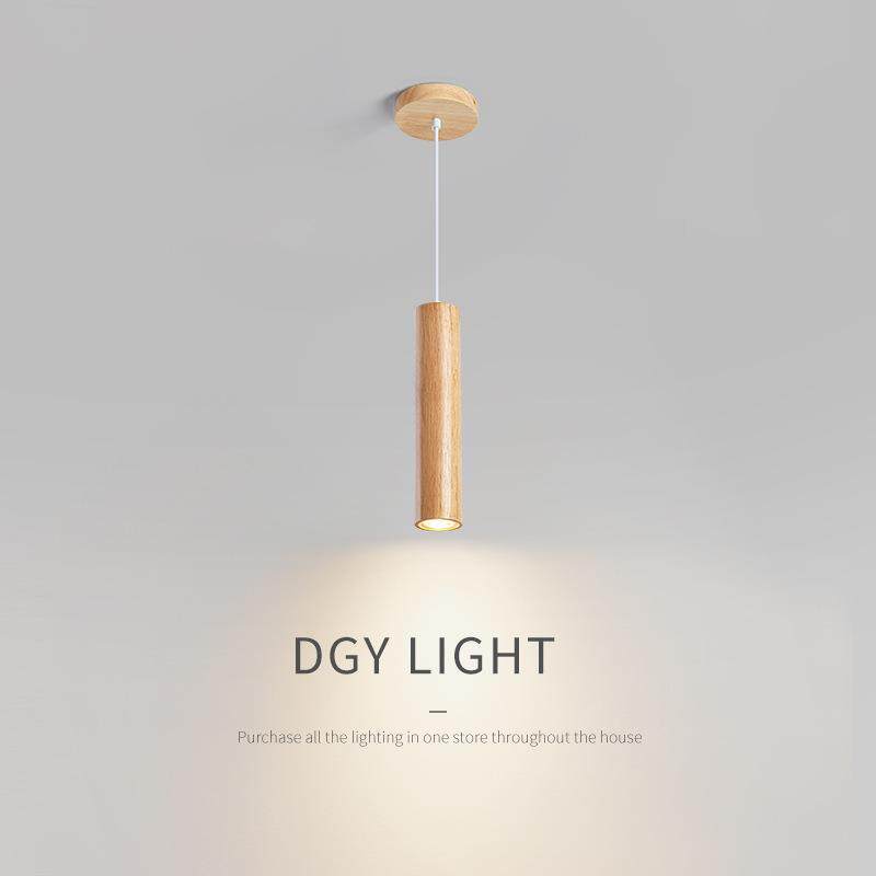 吊灯现代简约创意小夜灯小吊灯原木圆柱床头卧室灯具过道灯