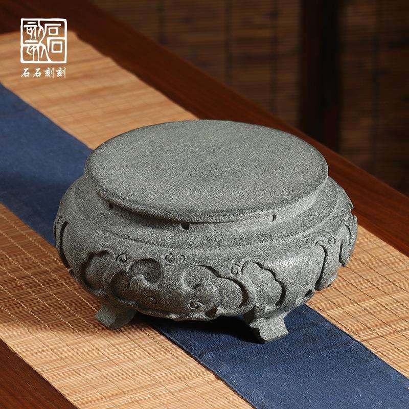 石石刻刻仿古中式青石底座工艺品摆件茶壶底座石雕花几托架石案台