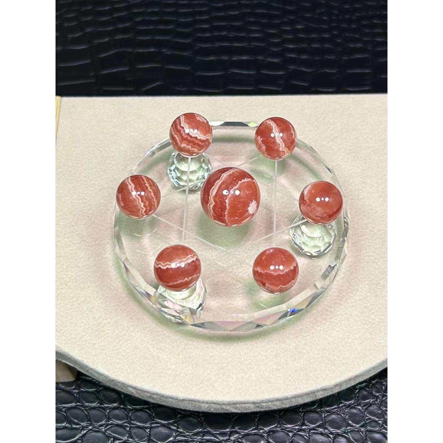 新款天然红纹石小球七星阵摆件居家办公饰品颜色漂亮