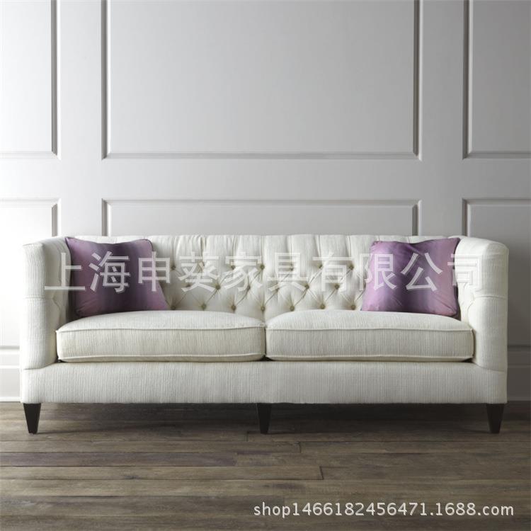 美式乡村进口棉麻布艺沙发 拉扣沙发客厅会客沙发酒店别墅样板房